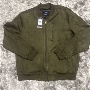 Ben Sherman Olive Green Suede Bomber Jacket